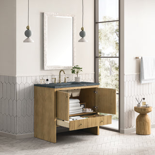 36 Inch Hudson Freestanding Vanity in Light Natural Oak / Parisien Bleu Top