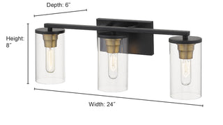 Pasadena 3-Light Vanity Matte Black/Heirloom Bronze