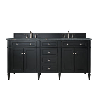 72 Inch Brittany Freestanding Vanity in Black Onyx / Parisien Bleu Top
