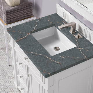 30 Inch Bristol Freestanding Vanity in Bright White / Parisien Bleu Top