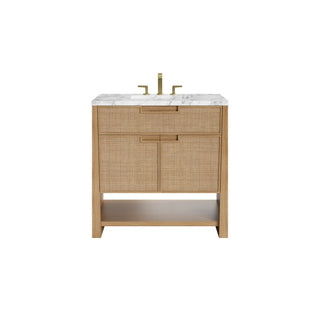 36 Inch Solene Freestanding Vanity in Seaside Oak / Carrara White Top