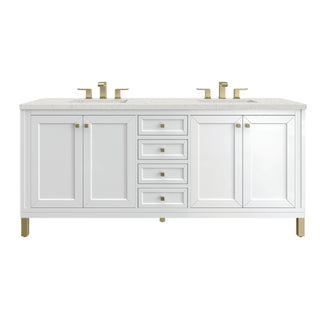 72 Inch Chicago Freestanding Vanity in Glossy White / Lime Delight Top