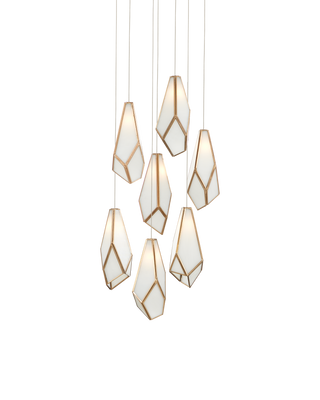 Glace White 7-Light Round Multi-Drop Pendant