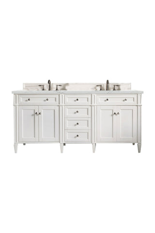 72 Inch Brittany Freestanding Vanity in Bright White / Ethereal Noctis Top