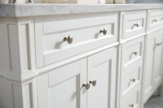 72 Inch Brittany Freestanding Vanity in Bright White / Carrara White Top