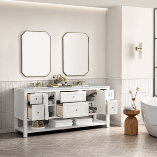 72 Inch Breckenridge Freestanding Vanity in Bright White / Arctic Fall Top