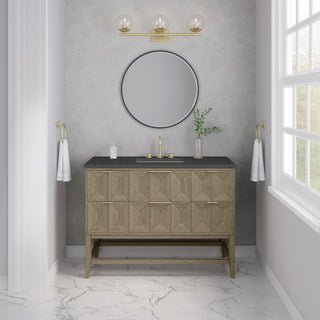48 Inch Emmeline Freestanding Vanity in Pebble Oak / Charcoal Soapstone Top