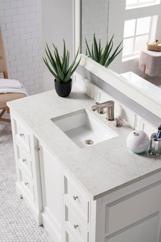 49.25 Inch De Soto Freestanding Vanity in Bright White / Eternal Jasmine Pearl Top