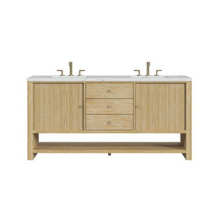 72 Inch Marigot Freestanding Vanity in Sunwashed Oak / Ethereal Noctis Top