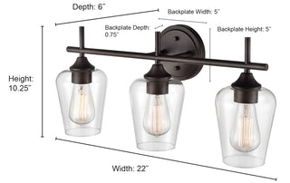 Ashford 3-Light Vanity - Rubbed Bronze