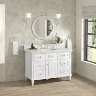 48 Inch Lorelai Freestanding Vanity in Bright White / Ethereal Noctis Top