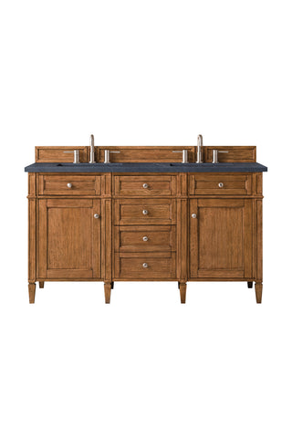 60 Inch Brittany Freestanding Vanity in Saddle Brown / Charcoal Soapstone Top