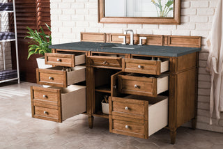 60 Inch Brittany Freestanding Vanity in Saddle Brown / Parisien Bleu Top