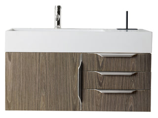35.375 Inch Columbia Floating Vanity in Ash Gray / Glossy White Top