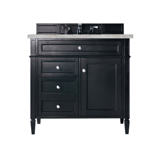 36 Inch Brittany Freestanding Vanity in Black Onyx / Victorian Silver Top