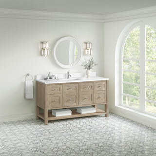 60 Inch Breckenridge Freestanding Vanity in Whitewashed Oak / White Zeus Top
