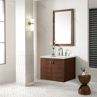 30 Inch Amberly Dual Mount Vanity in Mid-Century Walnut / White Zeus Top