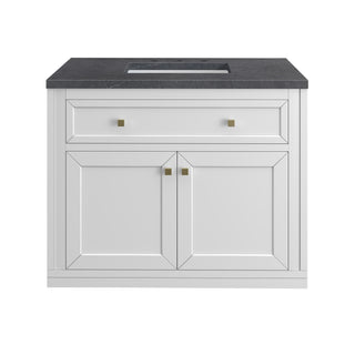 36 Inch Chicago Freestanding Vanity in Glossy White / Charcoal Soapstone Top