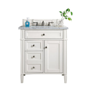 30 Inch Brittany Freestanding Vanity in Bright White / Carrara White Top
