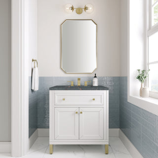 30 Inch Chicago Freestanding Vanity in Glossy White / Parisien Bleu Top