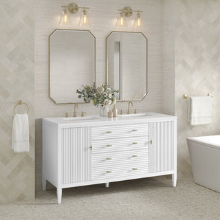 60 Inch Myrrin Freestanding Vanity in Bright White / White Zeus Top