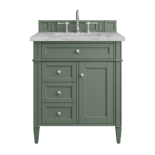30 Inch Brittany Freestanding Vanity in Smokey Celadon / Victorian Silver Top