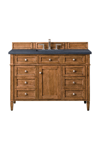 48 Inch Brittany Freestanding Vanity in Saddle Brown / Charcoal Soapstone Top