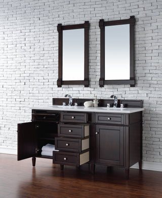 60 Inch Brittany Freestanding Vanity in Burnished Mahogany / White Zeus Top