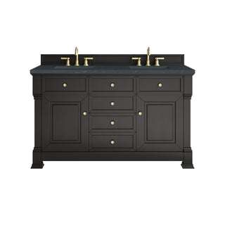 60 Inch Brookfield Freestanding Vanity in Black Onyx / Charcoal Soapstone Top