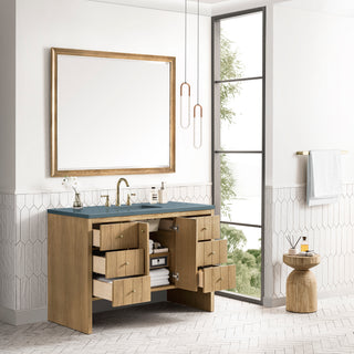 48 Inch Hudson Freestanding Vanity in Light Natural Oak / Cala Blue Top