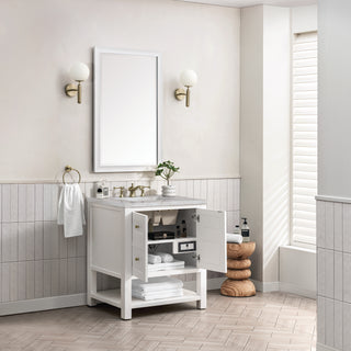 30 Inch Breckenridge Freestanding Vanity in Bright White / Victorian Silver Top