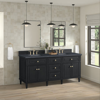 72 Inch Lorelai Freestanding Vanity in Black Onyx / Charcoal Soapstone Top