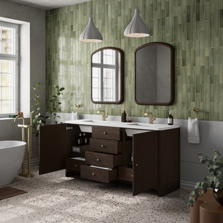 72 Inch Gracyn Freestanding Vanity in Sable / White Zeus Top