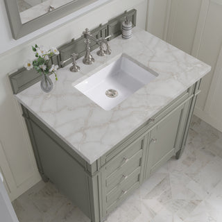 36 Inch Brittany Freestanding Vanity in Urban Gray / Victorian Silver Top