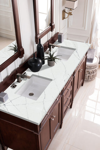 72 Inch Brittany Freestanding Vanity in Burnished Mahogany / Ethereal Noctis Top