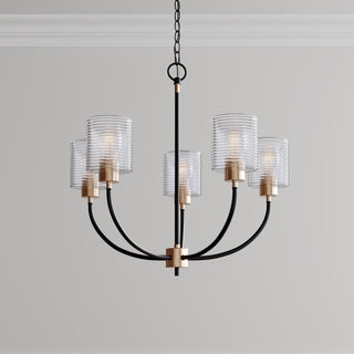 Renitta 5-Light Chandelier Ceiling Light Matte Black Modern Gold