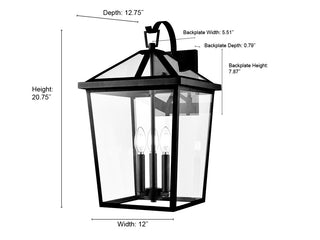 Mensun 3-Light Outdoor Wall Sconce Textured Black