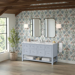 60 Inch Breckenridge Freestanding Vanity in Serenity Blue / Carrara White Top