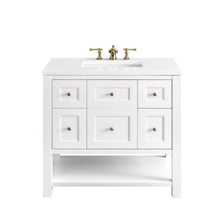 36 Inch Breckenridge Freestanding Vanity in Bright White / White Zeus Top
