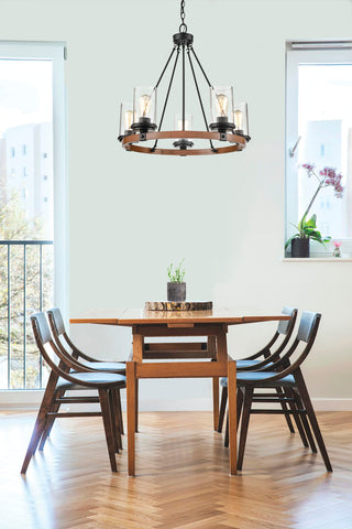 Taos 5-Light Chandelier Ceiling Light Matte Black/Wood Grain