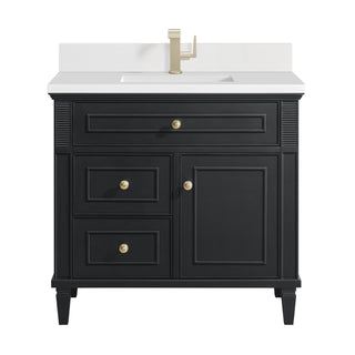 36 Inch Lorelai Freestanding Vanity in Black Onyx / White Zeus Top