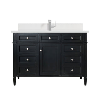 48 Inch Brittany Freestanding Vanity in Black Onyx / White Zeus Top