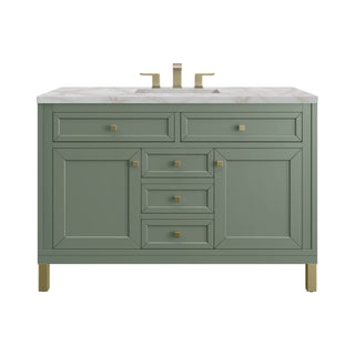 48 Inch Chicago Freestanding Vanity in Smokey Celadon / Victorian Silver Top