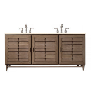 72 Inch Portland Freestanding Vanity in Whitewashed Walnut / Eternal Marfil Top
