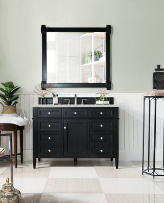 48 Inch Brittany Freestanding Vanity in Black Onyx / Eternal Jasmine Pearl Top