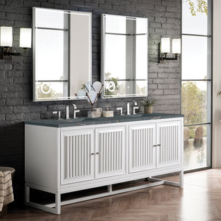72 Inch Athens Dual Mount Vanity in Glossy White / Parisien Bleu Top