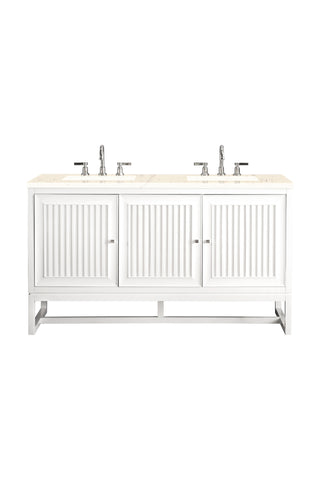 60 Inch Athens Dual Mount Vanity in Glossy White / Eternal Marfil Top