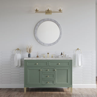 48 Inch Chicago Freestanding Vanity in Smokey Celadon / Victorian Silver Top