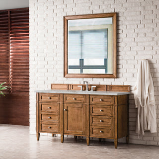 60 Inch Brittany Freestanding Vanity in Saddle Brown / Victorian Silver Top