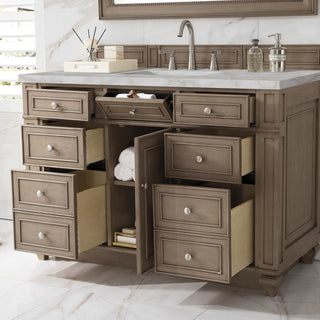 48 Inch Bristol Freestanding Vanity in Whitewashed Walnut / Victorian Silver Top